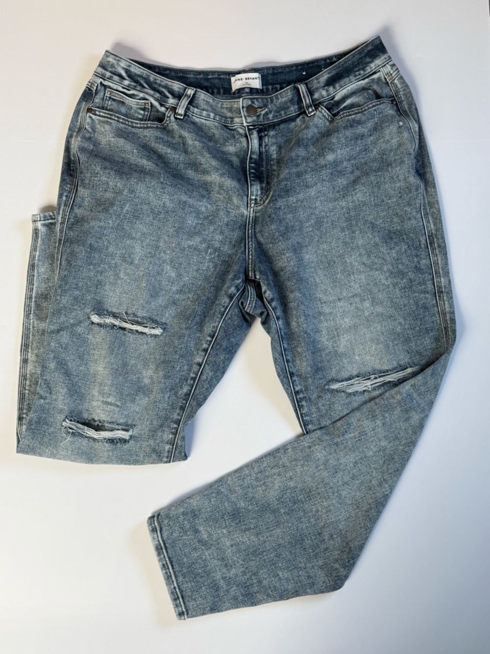 Lane Bryant Curvy Fit Jeans 20L High Rise Skinny Distressed Medium Wash